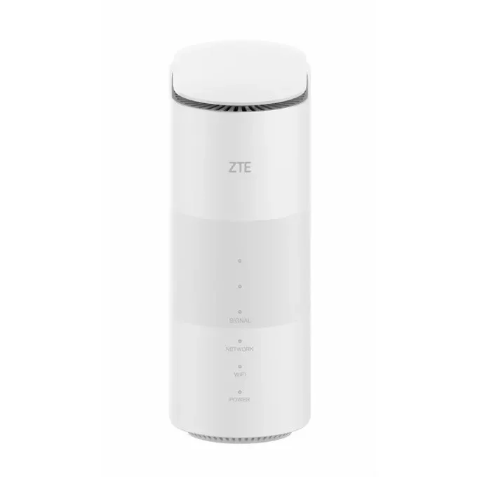 Vista frontal del router ZTE blanco para Internet en casa sin fibra